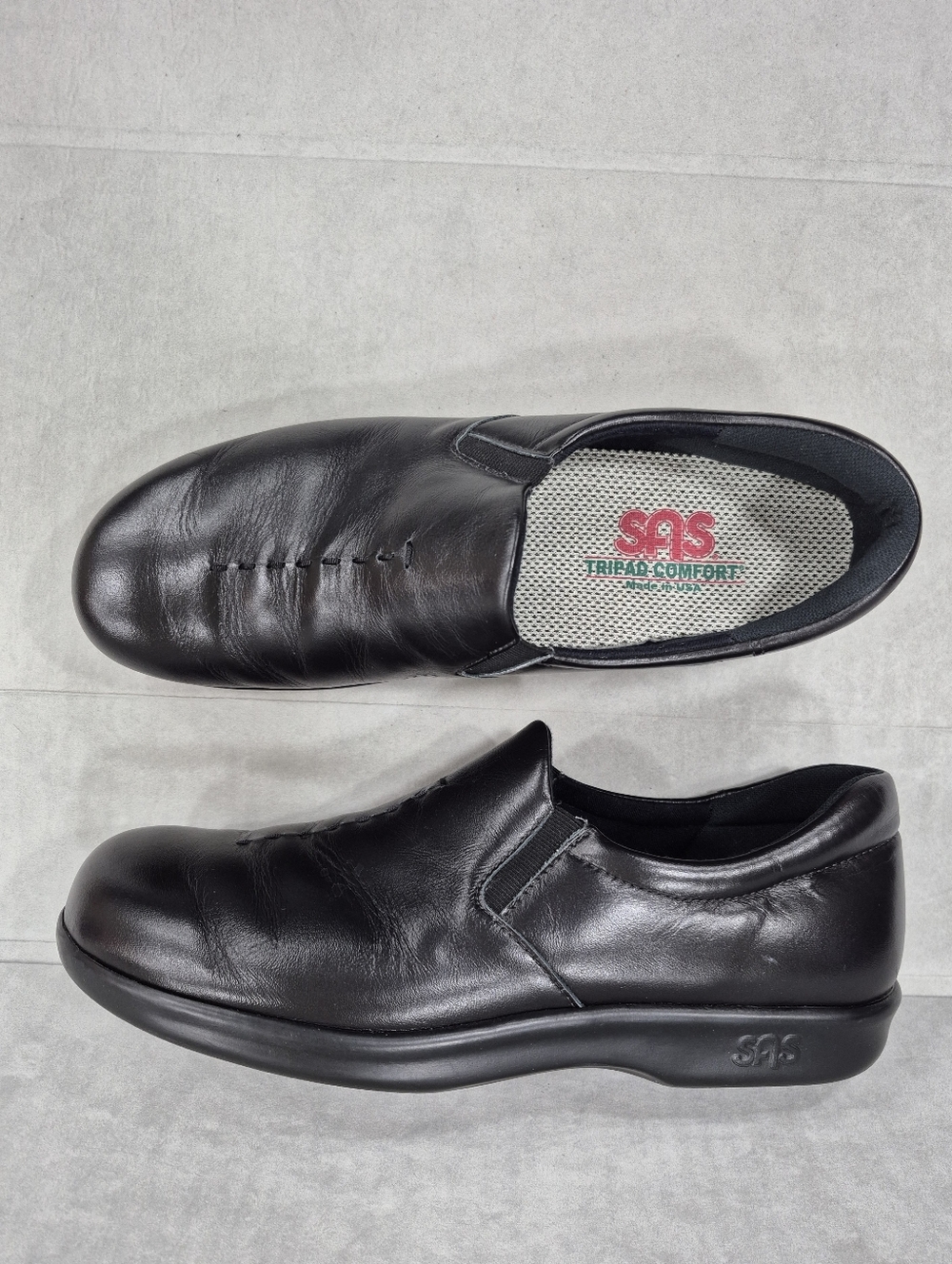SAS Viva Tripad Comfort loafers women's 9.5N black leather padded heel slip on